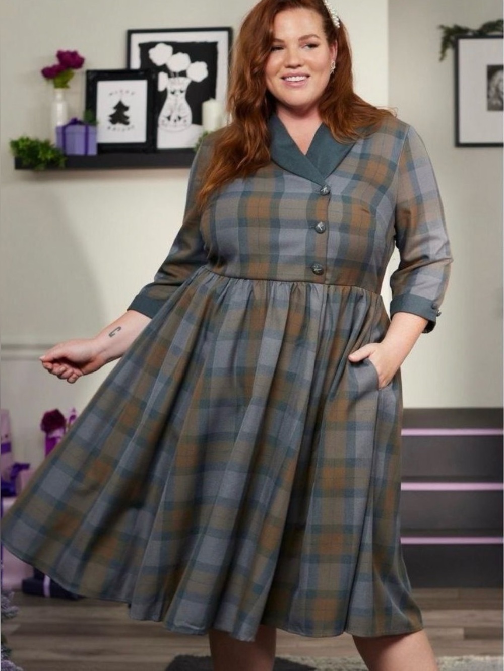 Outlander Tartan Plaid Swing Dress Plus Size 18